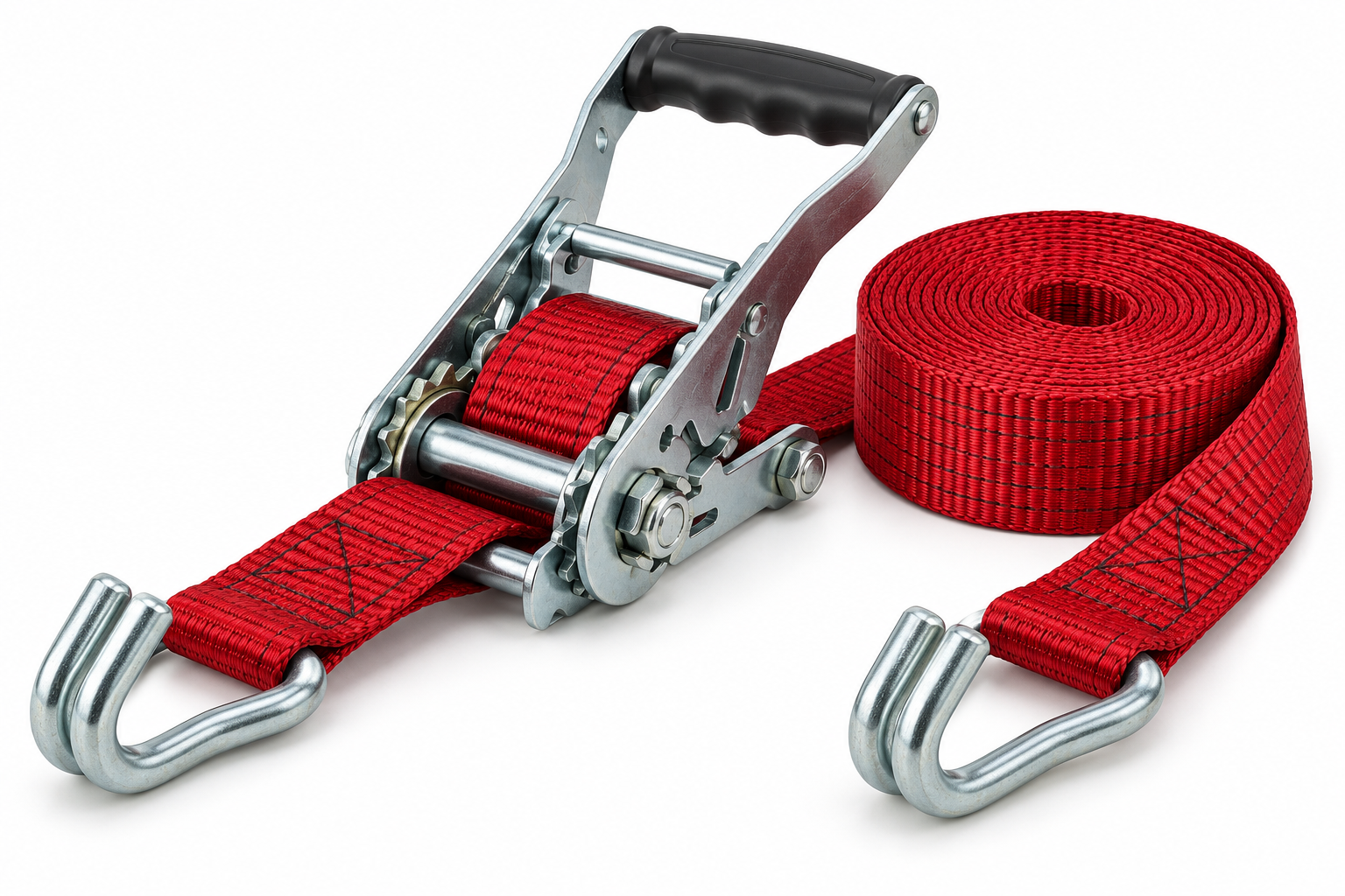 Ratchet tie-down with red webbing